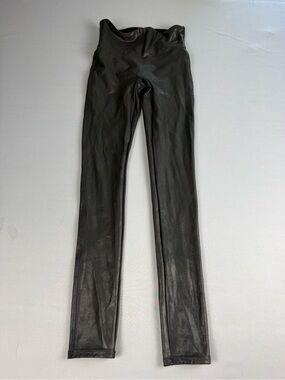 SPANX Faux Leather High Rise Shaping Leggings XS Petite Black Skinny